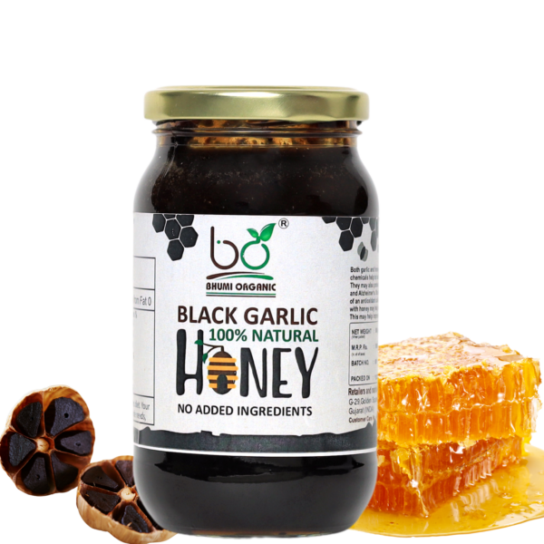 Bhumi Organic Black Garlic Infused Honey – Premium Raw Honey with Aged Black Garlic for Immunity, Wellness, and Unique Flavor-1 KG