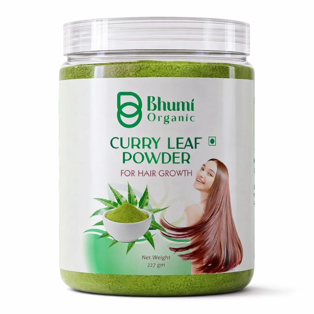 Bhumi Organic Curry Leaves Powder 227g (Pack of 4) – 100% Pure & Natural Kadi Patta Powder | Rich in Iron & Antioxidants | Supports Hair Care, Digestion & Daily Nutrition | No Preservatives