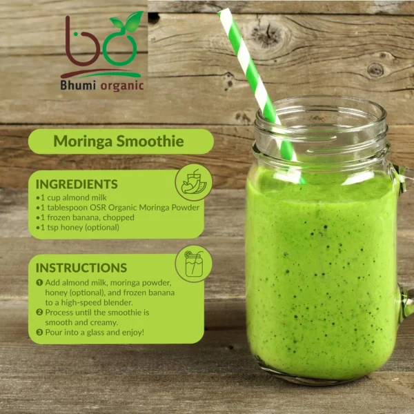 Bhumi Organic Moringa Leaf Powder – Nutrient-Dense Superfood Boost - 227 GM