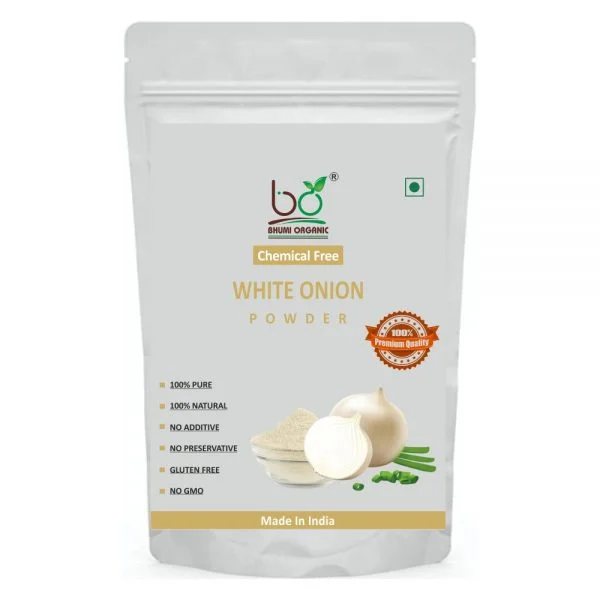 Bhumi Organic White Onion Powder – Flavorful & Nutrient-Rich Seasoning -300 GM