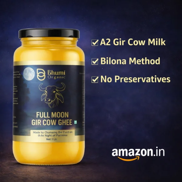 Full Moon Gir Cow A2 Bilona Ghee | Made from Curd | 1 LTR