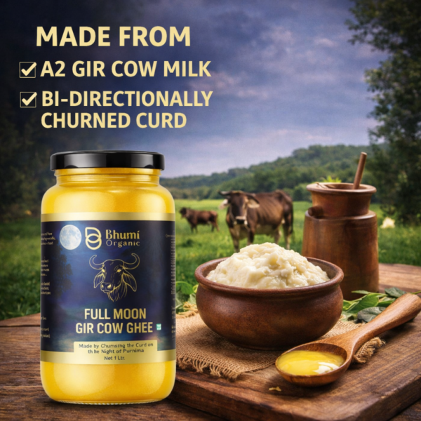 Full Moon Gir Cow A2 Bilona Ghee | Made from Curd | 1 LTR