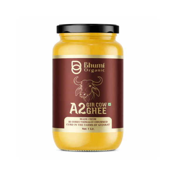 Bhumi Organic A2 Gir Cow Bilona Ghee 1LTR | Traditional Wooden Churned
