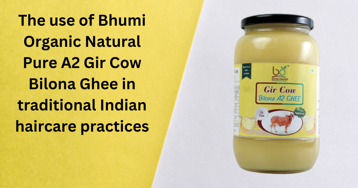 The use of Bhumi Organic Natural Pure A2 Gir Cow Bilona Ghee in traditional Indian haircare practices