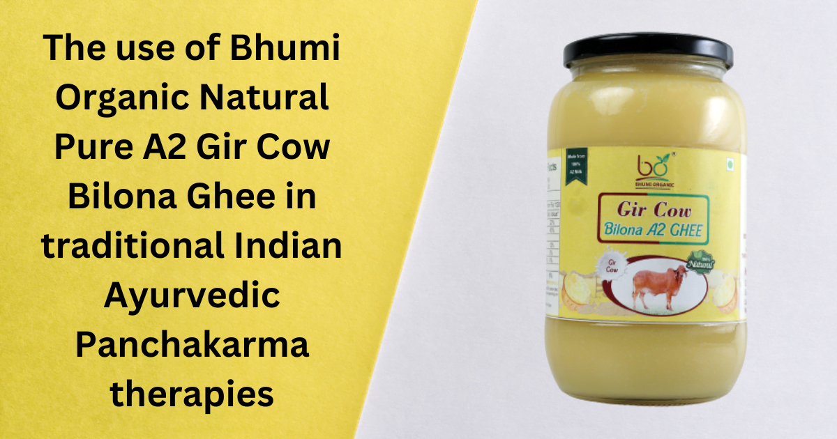 The use of Bhumi Organic Natural Pure A2 Gir Cow Bilona Ghee in traditional Indian Ayurvedic Panchakarma therapies