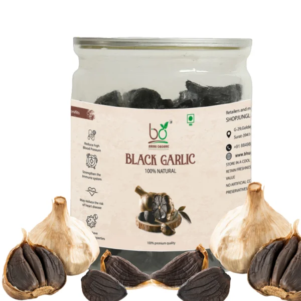 Bhumi Organic Black Garlic – Aged & Fermented Superfood Bulbs for Immunity, Antioxidant Support, and Culinary Delights