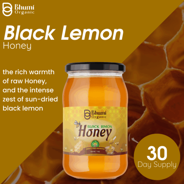 Organic Black Lemon Infused Raw Honey | 100% Pure Unique Citrus Flavor Superfood Sweetener - 1 kg