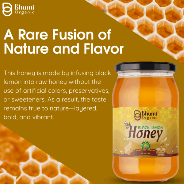 Organic Black Lemon Infused Raw Honey | 100% Pure Unique Citrus Flavor Superfood Sweetener - 1 kg