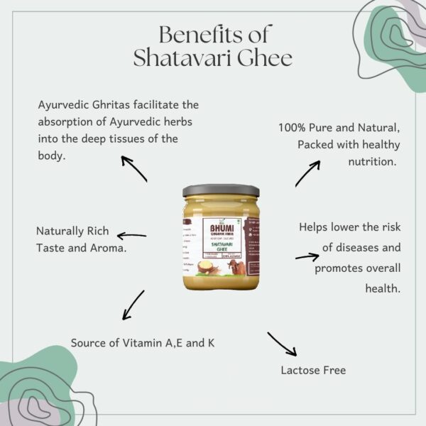 Bhumi Organic Shatavari Ghee – Ayurvedic Herbal Ghee for Hormonal Balance, Women’s Health, and Vitality | 100% Organic & Pure