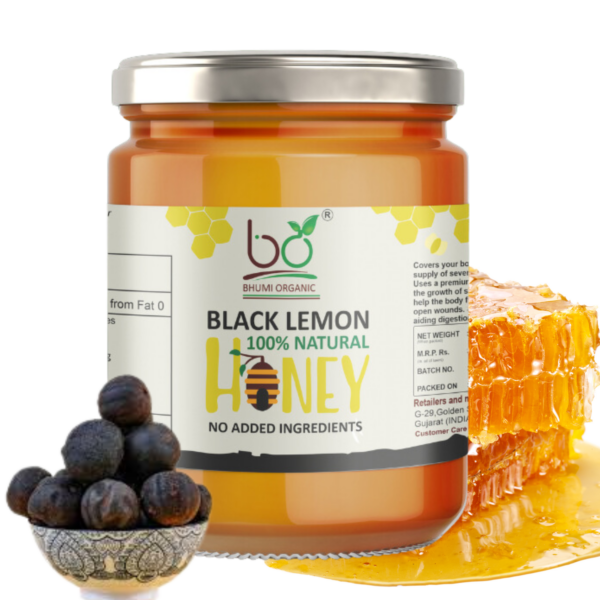 Bhumi Organic Black Lemon Infused Honey - Detoxifying Herbal Honey for Immunity, Digestion & Energy | 100% Pure & Natural-1 kg