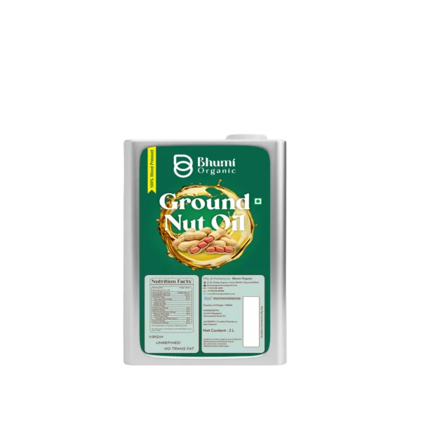 Bhumi Organic Wood-Pressed Groundnut Oil (Tin Pack) | Cold-Pressed | 100% Pure