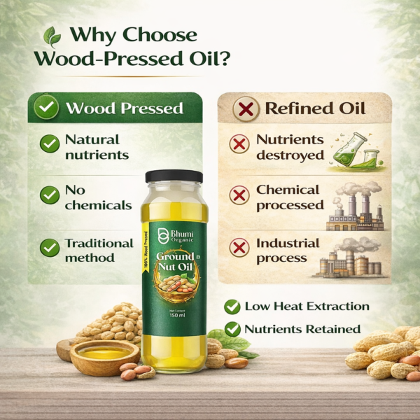 Bhumi Organic Wood-Pressed Groundnut Oil (Tin Pack) | Cold-Pressed | 100% Pure