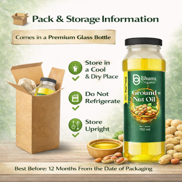 Bhumi Organic Wood-Pressed Groundnut Oil (Tin Pack) | Cold-Pressed | 100% Pure
