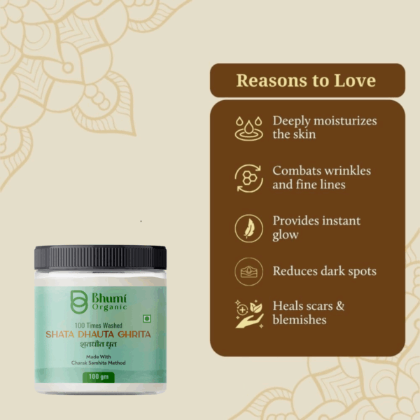 Bhumi Organic Shata Dhauta Ghrita – Ayurvedic Skin Moisturizer (100 gm)