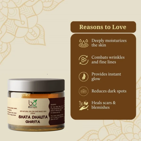 Bhumi Organic Shata Dhauta Ghrita – Ayurvedic Skin Moisturizer (100 gm)