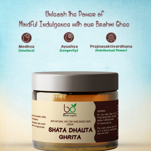 Bhumi Organic Shata Dhauta Ghrita – Ayurvedic Skin Moisturizer (100 gm)