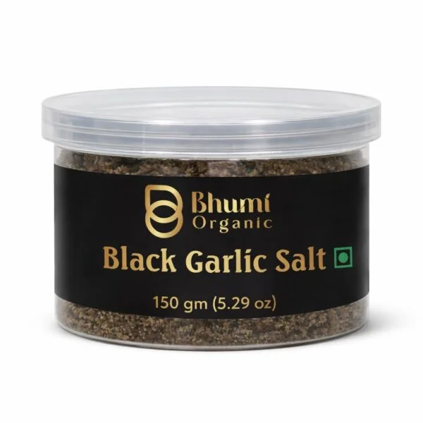 Bhumi Organic Black Garlic Salt | 600g (4 × 150g) | Fermented Black Garlic Himalayan Salt