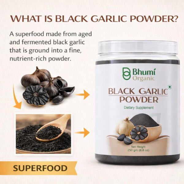 Bhumi Organic Black Garlic Powder | 250g | Fermented Superfood Seasoning