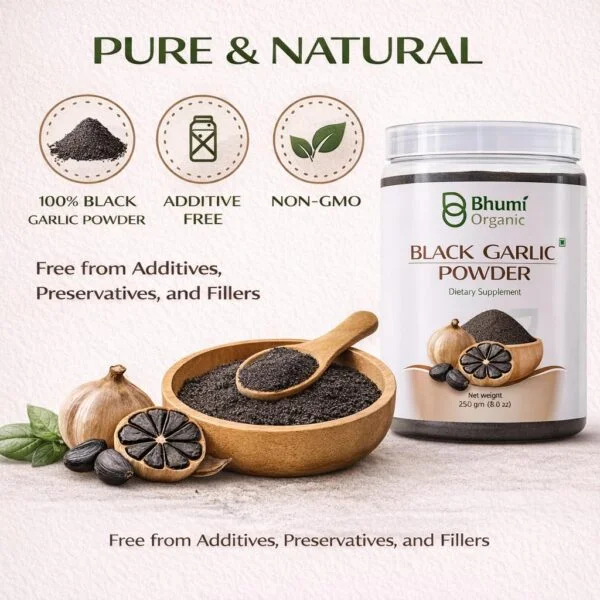 Bhumi Organic Black Garlic Powder | 250g | Fermented Superfood Seasoning