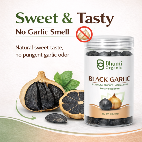 Bhumi Organic Black Garlic Fermented Single Clove | 500g | Aged Himalayan Superfood