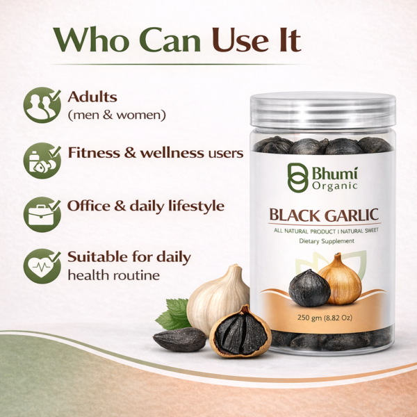 Bhumi Organic Black Garlic Fermented Single Clove | 500g | Aged Himalayan Superfood
