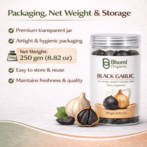 Bhumi Organic Black Garlic Fermented Single Clove | 500g | Aged Himalayan Superfood