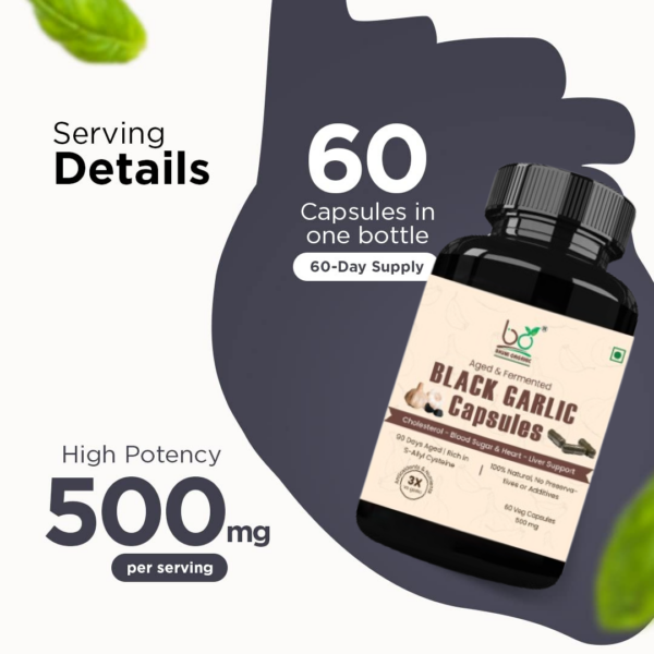 Bhumi Organic Aged Black Garlic Capsules 500mg | 60 Count | Fermented Extract Supplement | Non-GMO, Gluten Free