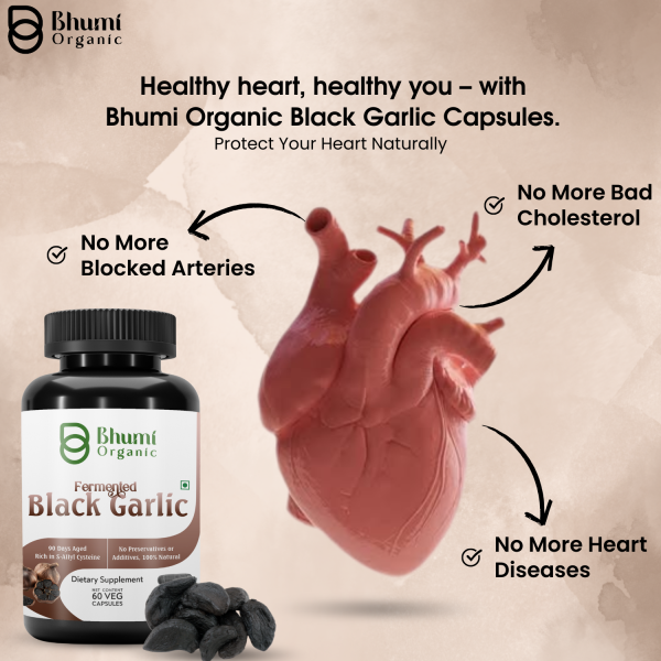 Black Garlic Capsules | 500mg Pure Extract for Heart Health & Immune Support | 60 Vegan Pills