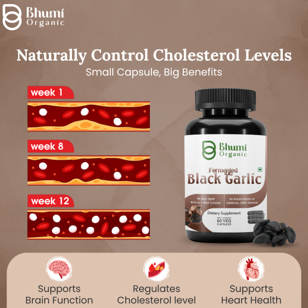Black Garlic Capsules | 500mg Pure Extract for Heart Health & Immune Support | 60 Vegan Pills