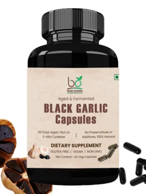 Bhumi Organic Aged Black Garlic Capsules 500mg - Antioxidant-Rich Supplement for Heart Health, Immunity, and Overall Wellness | Non-GMO & Vegan-Friendly