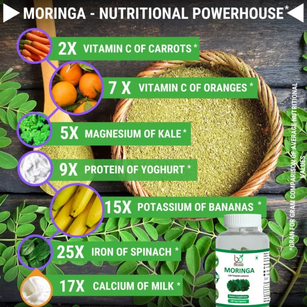 Bhumi Organic Moringa Capsules – Superfood for Energy, 180