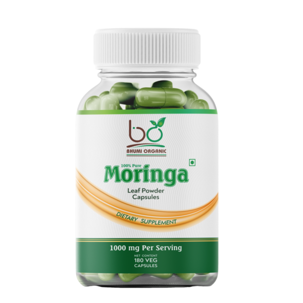 Bhumi Organic Moringa Capsules – Superfood for Energy, 180 Veg.Capsules
