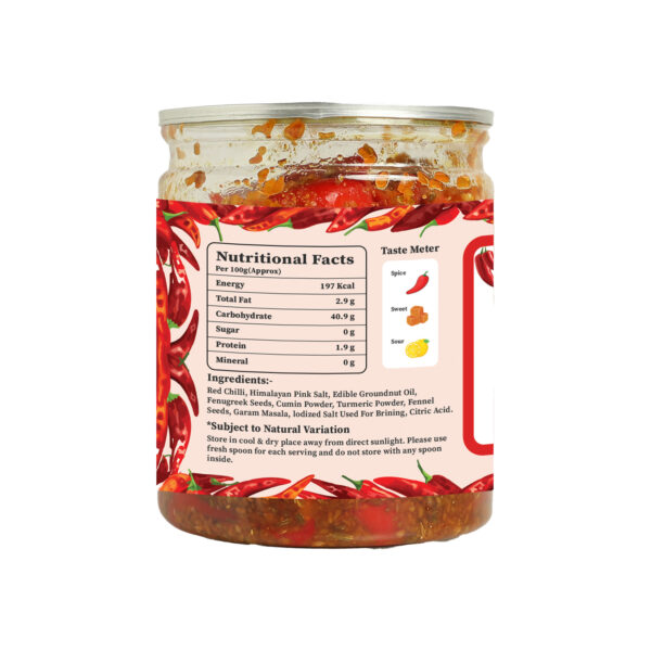 Bhumi Organic Red Chilli Pickle – Homemade Indian Achar | Spicy & Flavorful | Gluten-Free & Non-GMO | Natural Ingredients, 350g