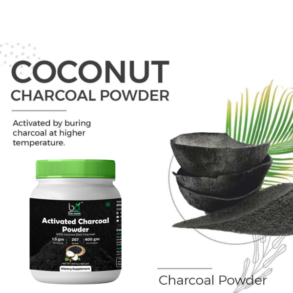 Bhumi Organic Activated Charcoal Powder – 100% Natural Coconut Charcoal for Face and Skin Detox (400g)