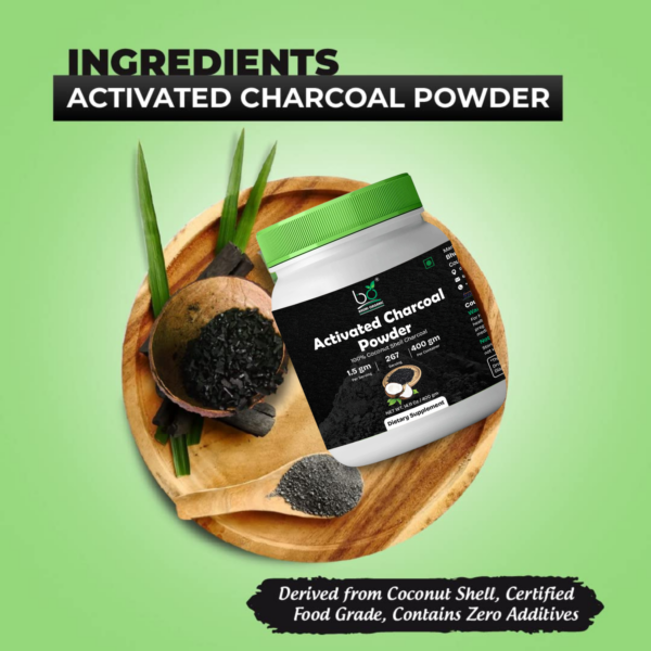 Bhumi Organic Activated Charcoal Powder – 100% Natural Coconut Charcoal for Face and Skin Detox (400g)