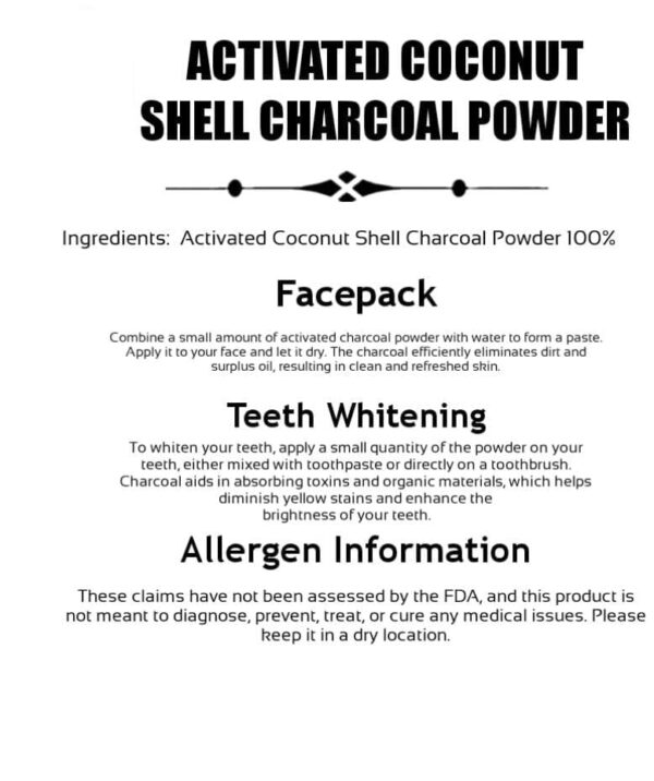 Bhumi Organic Activated Charcoal Powder – 100% Natural Coconut Charcoal for Face and Skin Detox (400g)