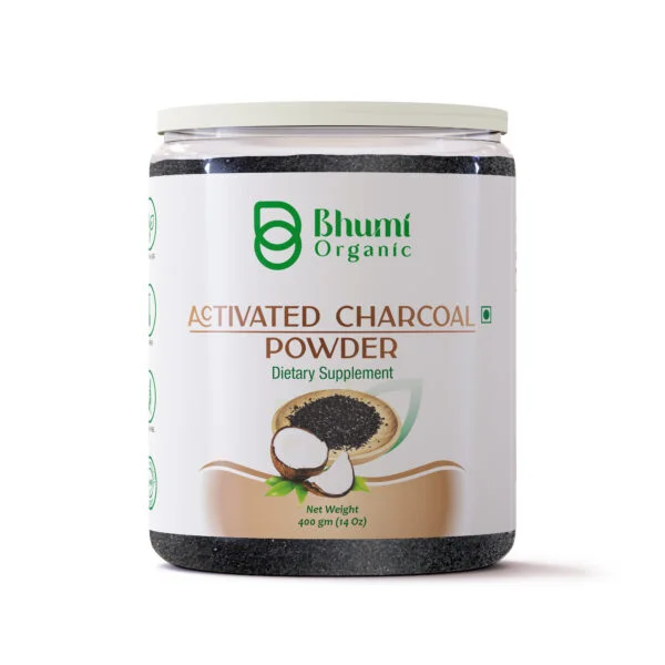 Bhumi Organic Coconut Activated Charcoal Powder – 100% Pure & Natural (400g)
