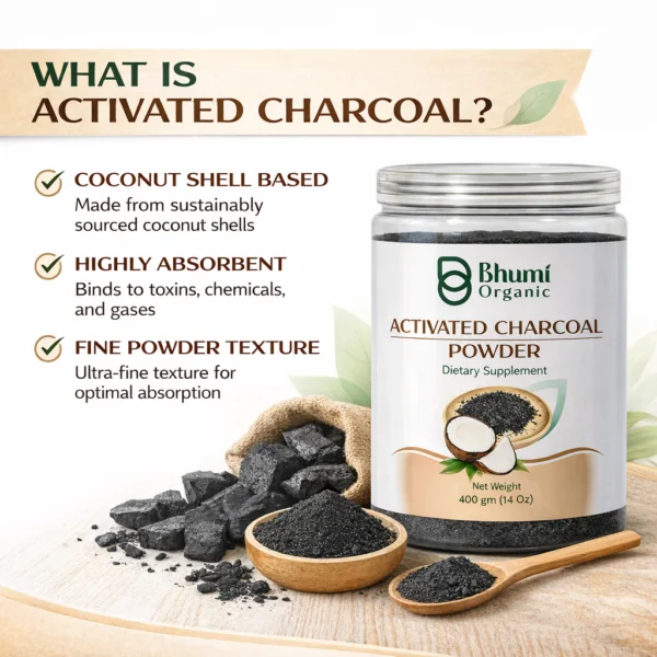 Bhumi Organic Coconut Activated Charcoal Powder | Ultra-Fine Detox Grade | 800 gm
