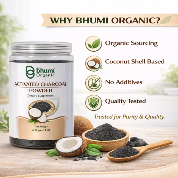 Bhumi Organic Coconut Activated Charcoal Powder | Ultra-Fine Detox Grade | 800 gm