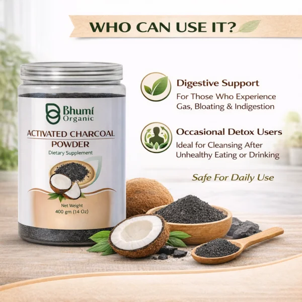 Bhumi Organic Coconut Activated Charcoal Powder | Ultra-Fine Detox Grade | 800 gm
