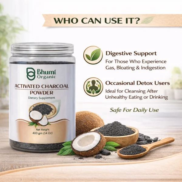 Bhumi Organic Coconut Activated Charcoal Powder | Ultra-Fine Detox Grade | 800 gm