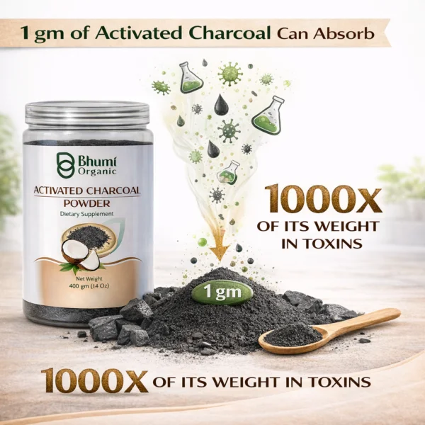 Bhumi Organic Coconut Activated Charcoal Powder | Ultra-Fine Detox Grade | 800 gm
