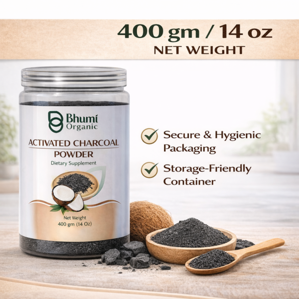 Bhumi Organic Coconut Activated Charcoal Powder | Ultra-Fine Detox Grade | 800 gm