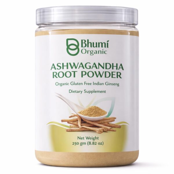 Bhumi Organic Ashwagandha Root Powder 250g (Pack of 4)– 100% Pure & Natural Ayurvedic Herb | Supports Stress Relief, Energy & Immunity | No Preservatives