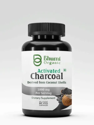 Bhumi Organic Activated Coconut Charcoal Capsules 500mg, 60 Veg. Caps, Natural Detox and Digestive Cleanse
