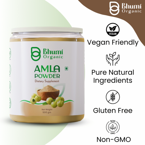 Bhumi Organic Amla Powder 500g | For Hair Growth, Immunity & Vitamin C