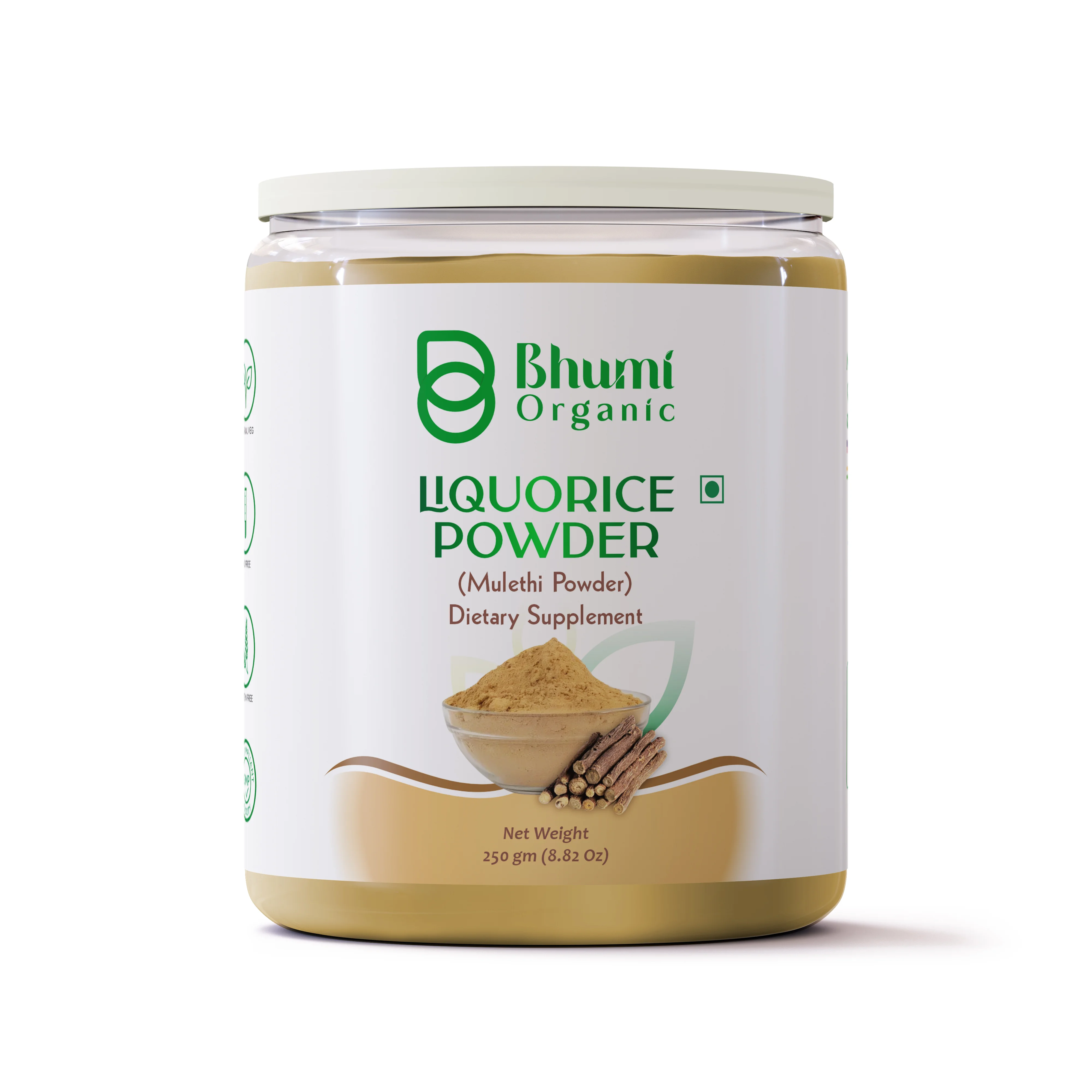 Bhumi Organic Liquorice Powder (Mulethi), Dietary Supplement, 250g
