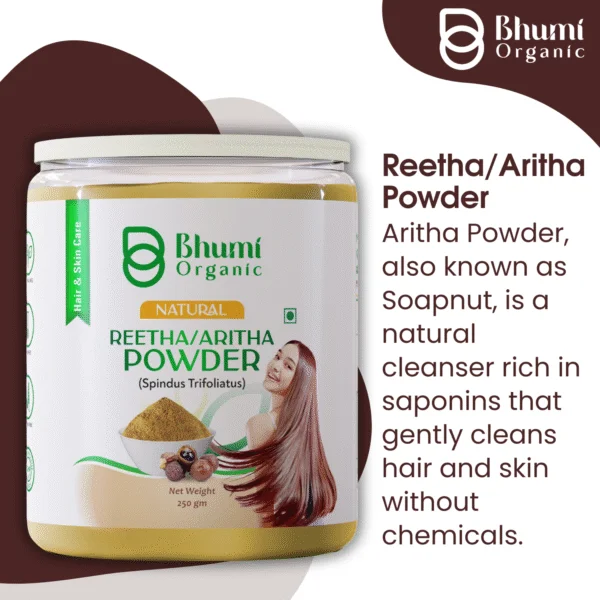 Bhumi Organic Reetha Powder 500g | Natural Shampoo for Soft, Silky Hair