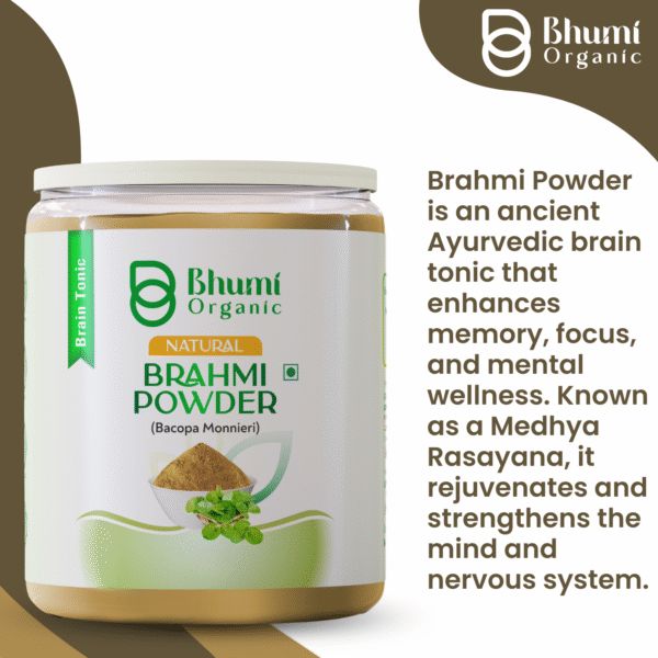 Bhumi Organic Brahmi Powder 600g | For Memory, Focus & Hair Growth
