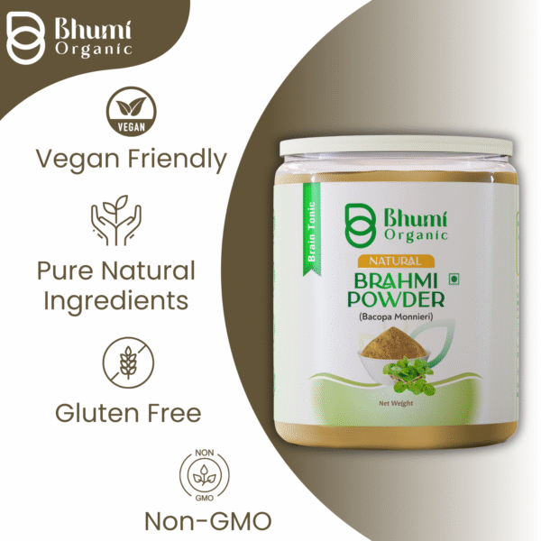 Bhumi Organic Brahmi Powder 600g | For Memory, Focus & Hair Growth